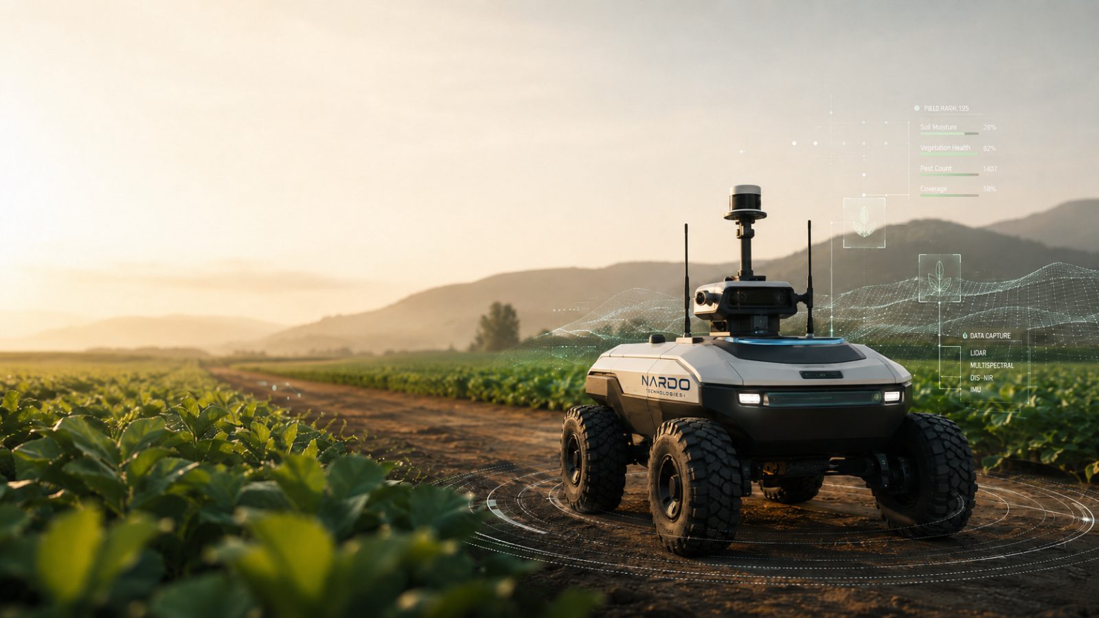 TERRA agriculture rover scanning crop rows