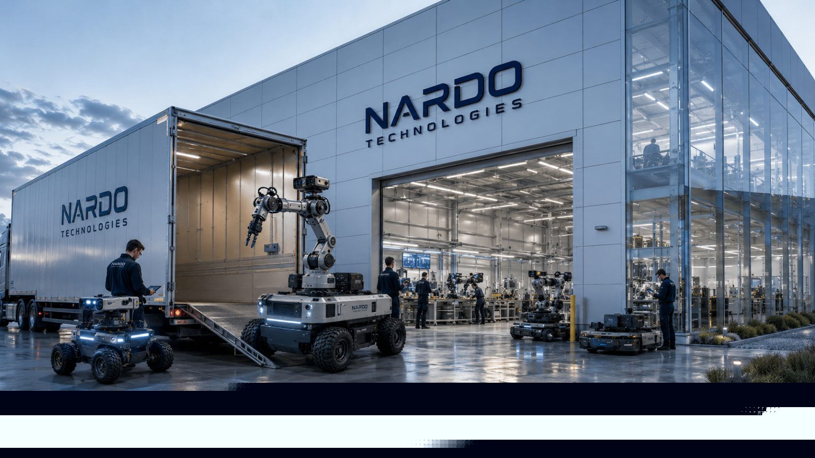 Nardo rovers loading a truck outside the plant