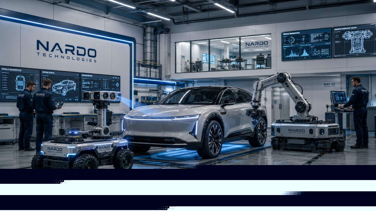 OPERA units running vehicle diagnostics in an automotive service bay